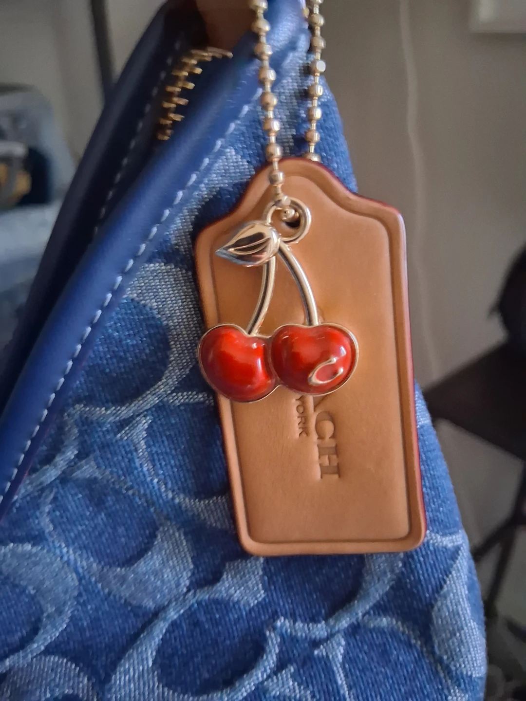 Coach Denim Signature Laurel Bag with Cherry Charm - photo 2