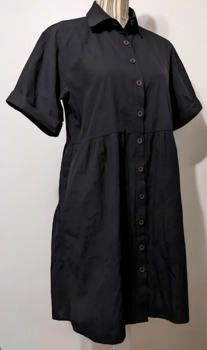 Black Button-Up Shirt Dress - photo 2