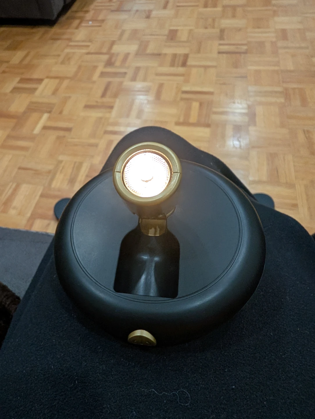 Black Portable Lamp with Gold Accents