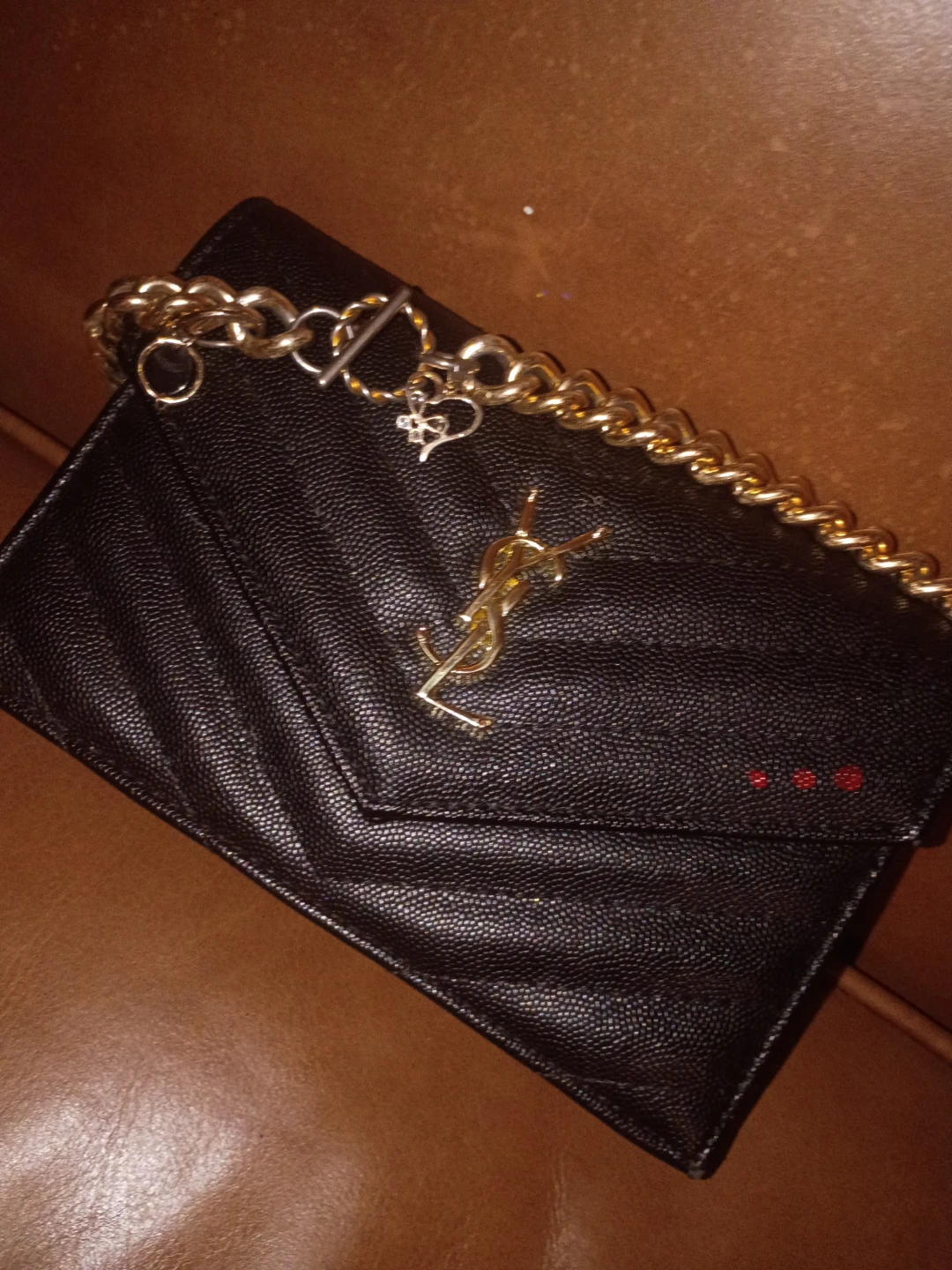 Saint Laurent Black Leather Wallet with Gold Chain - photo 4