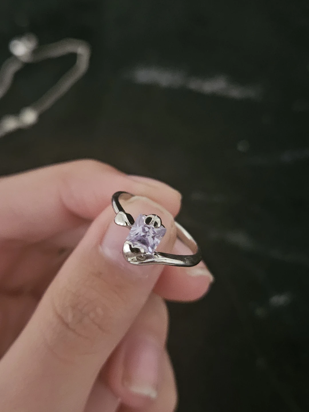 Silver-tone Star Ring with Purple Stone - photo 2