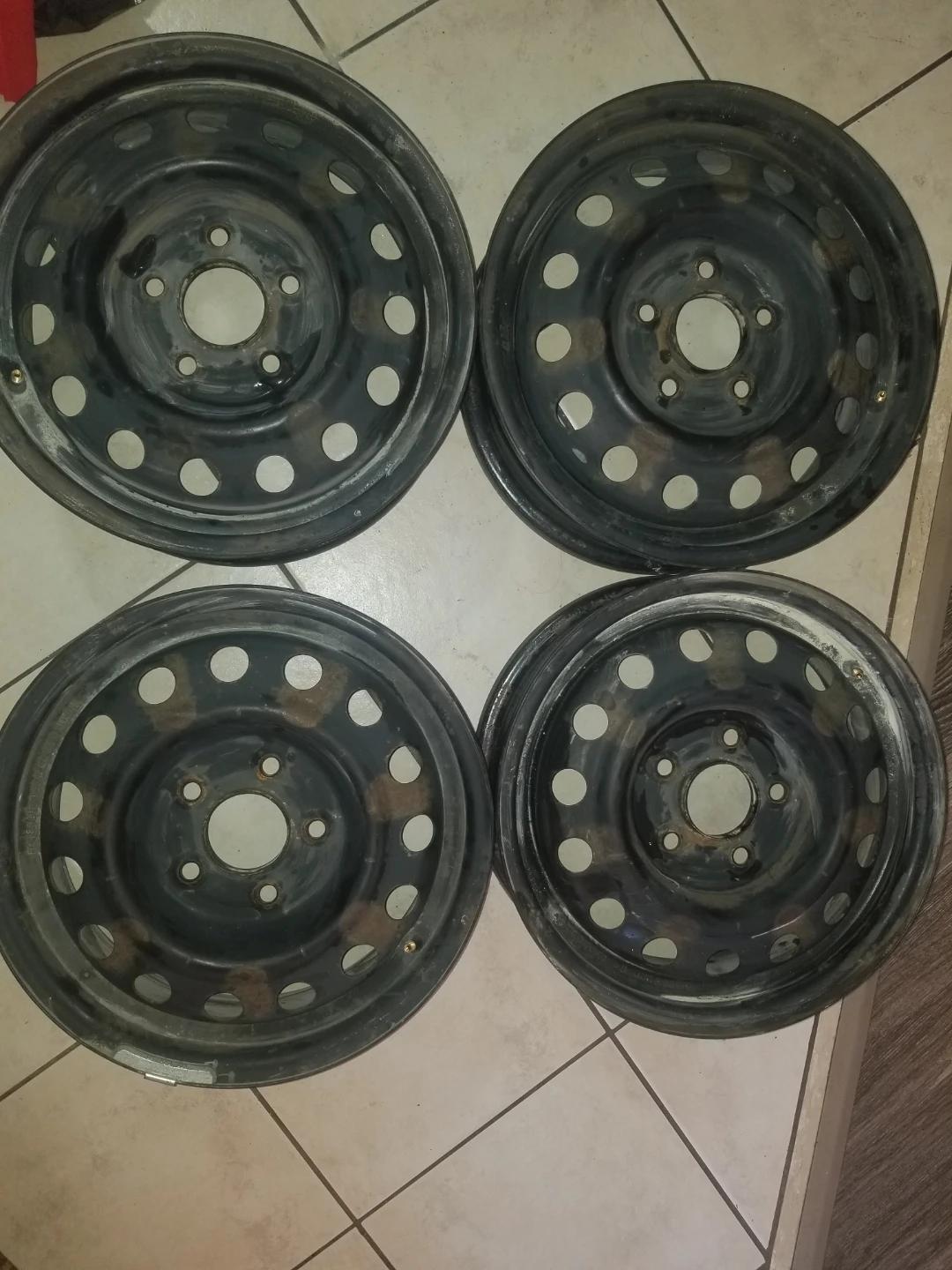 15 Set of 4 Black Steel Wheels Rims - photo 2