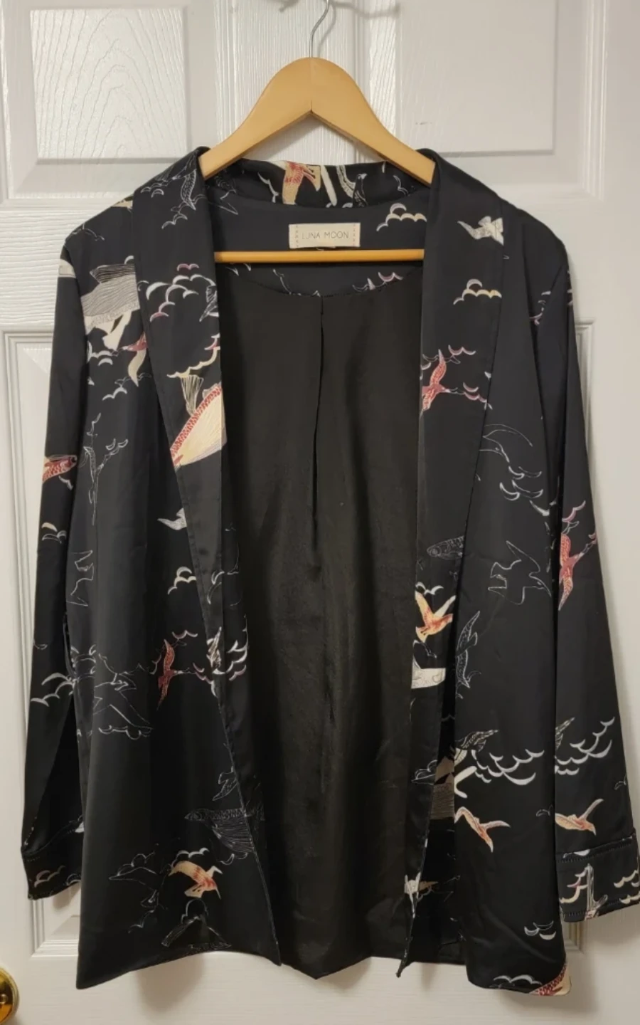 Luna Moon Black Bird Print Blazer Size M - photo 2