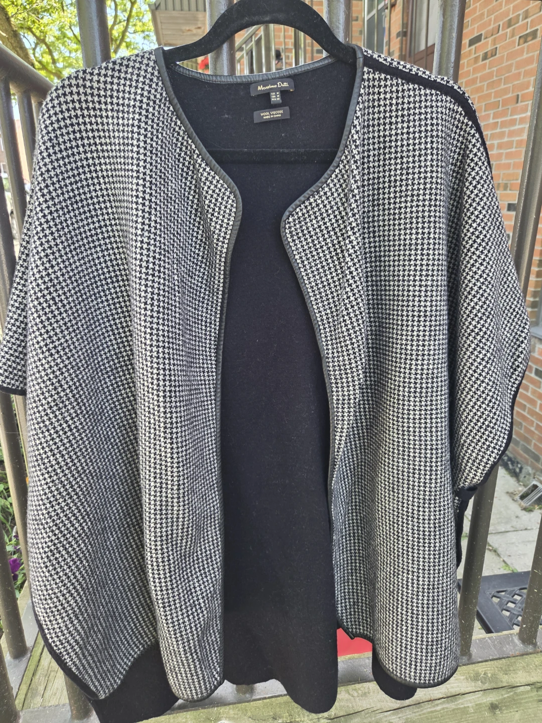 Massimo Dutti Houndstooth Poncho Cape
