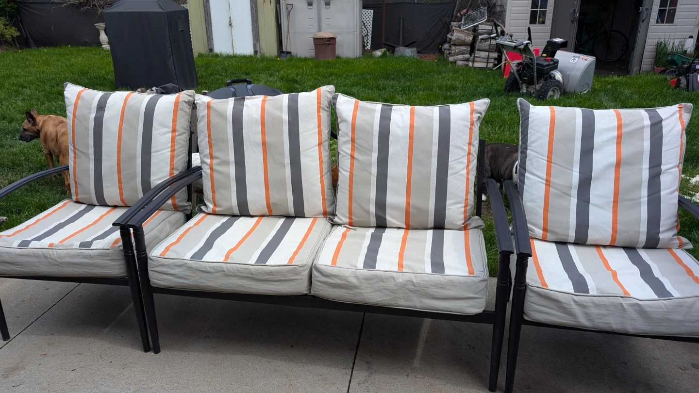 Patio Loveseat with Striped Cushions
