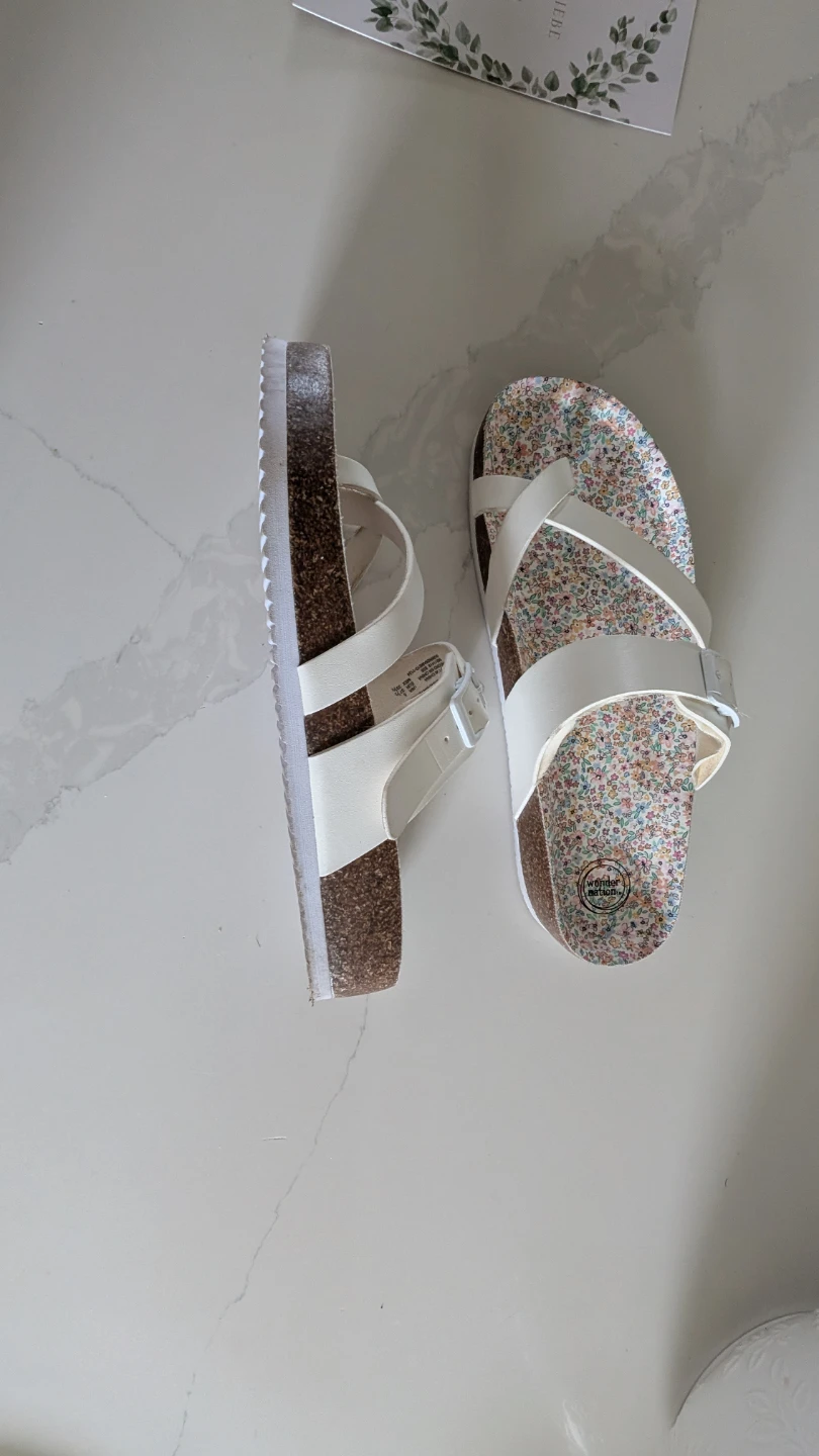 Wonder Nation White Floral Cork Footbed Sandals Size 5 - photo 2