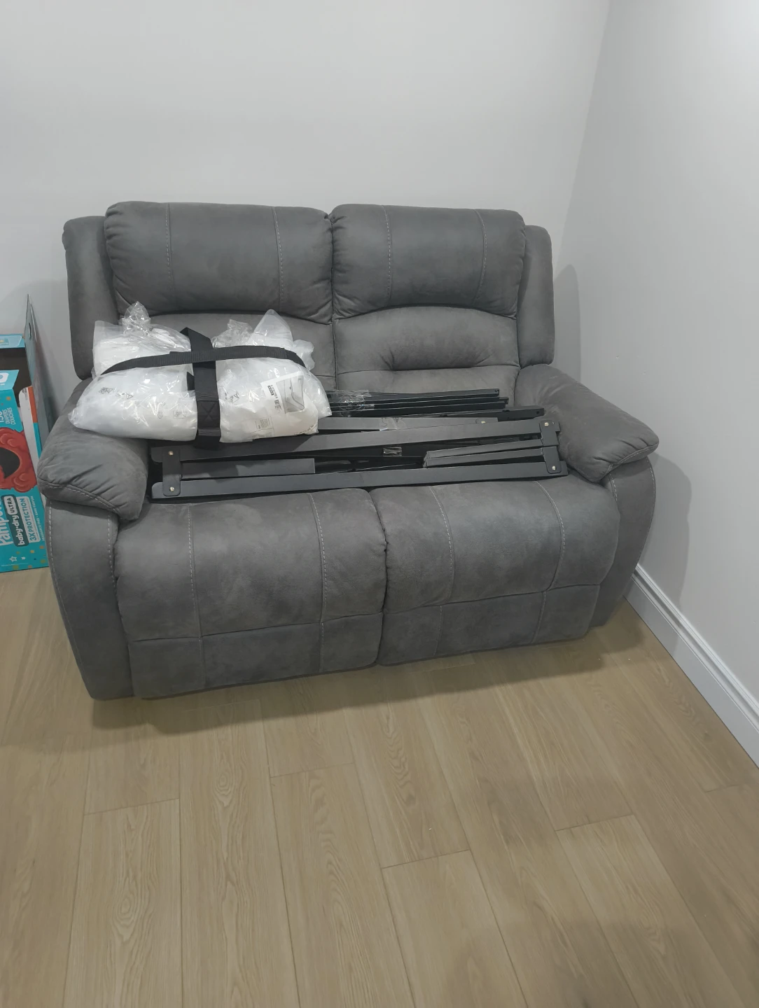 Grey Faux Leather Loveseat Recliner