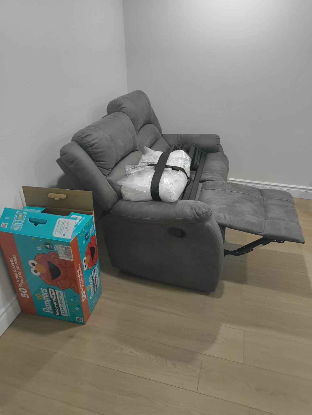Grey Faux Leather Loveseat Recliner - photo 3