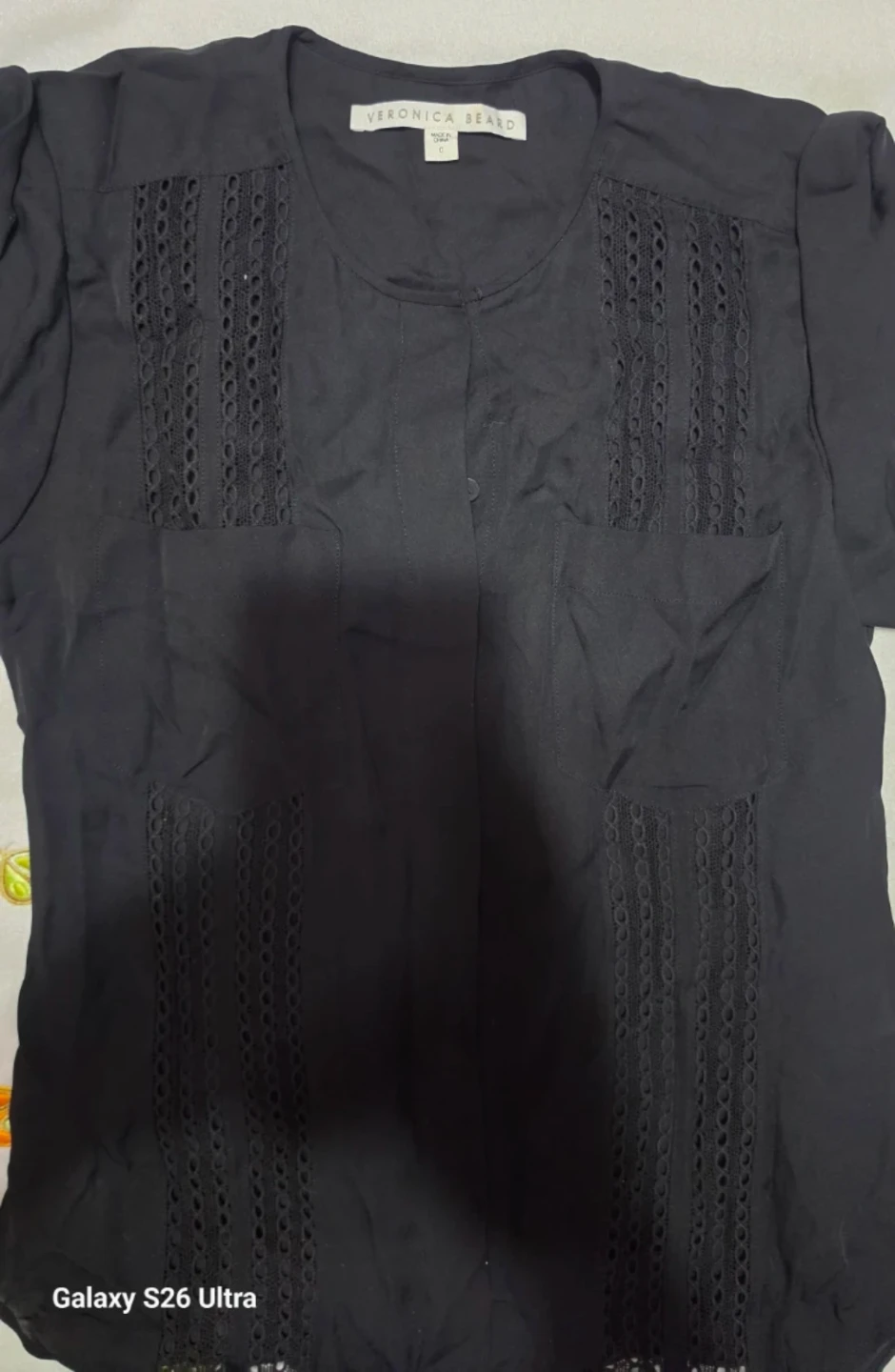 Veronica Beard Black Lace Detail Blouse - photo 2