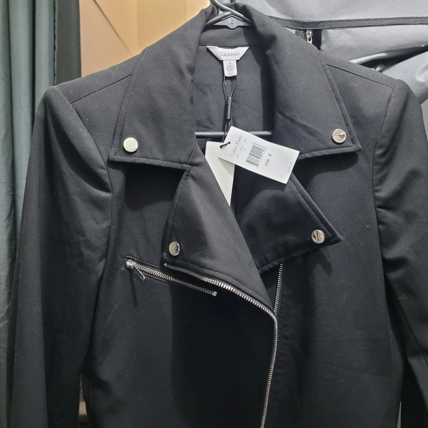 Calvin Klein Black Moto Jacket Size 4 - photo 3