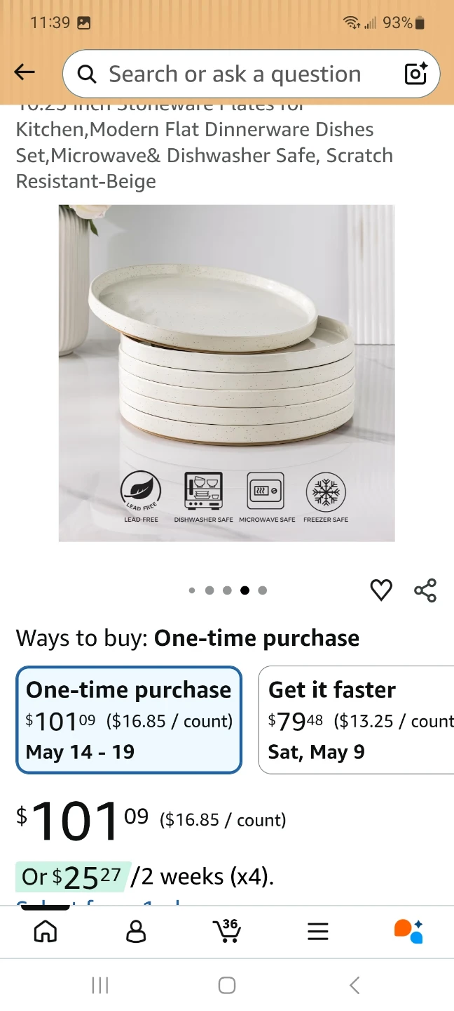 AmorArc Ceramic Dinner Plates Set of 6 - photo 2