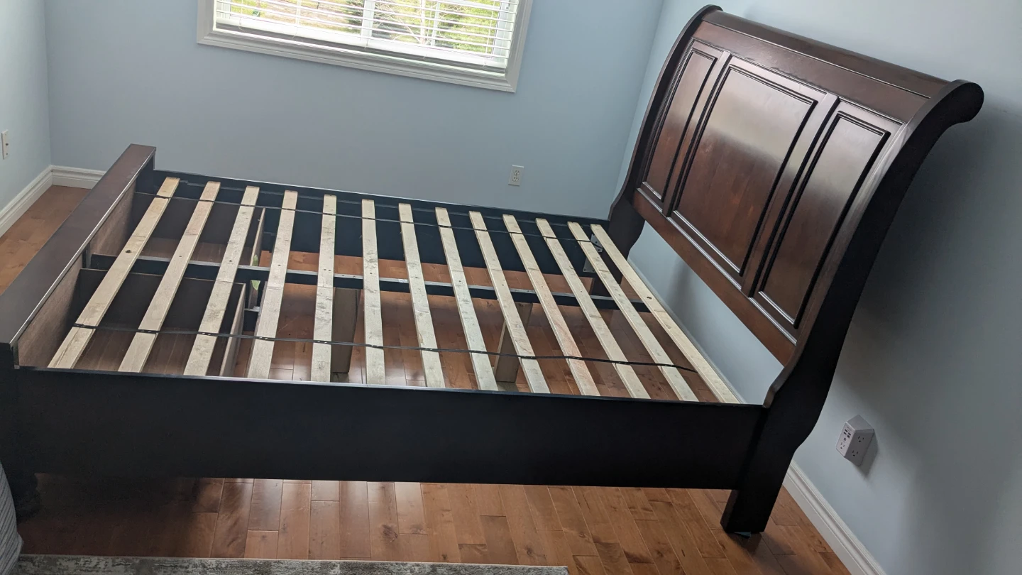 Dark Brown Sleigh Bed Frame with Drawers
