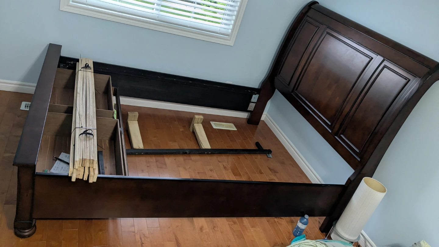 Dark Brown Sleigh Bed Frame with Drawers - photo 3