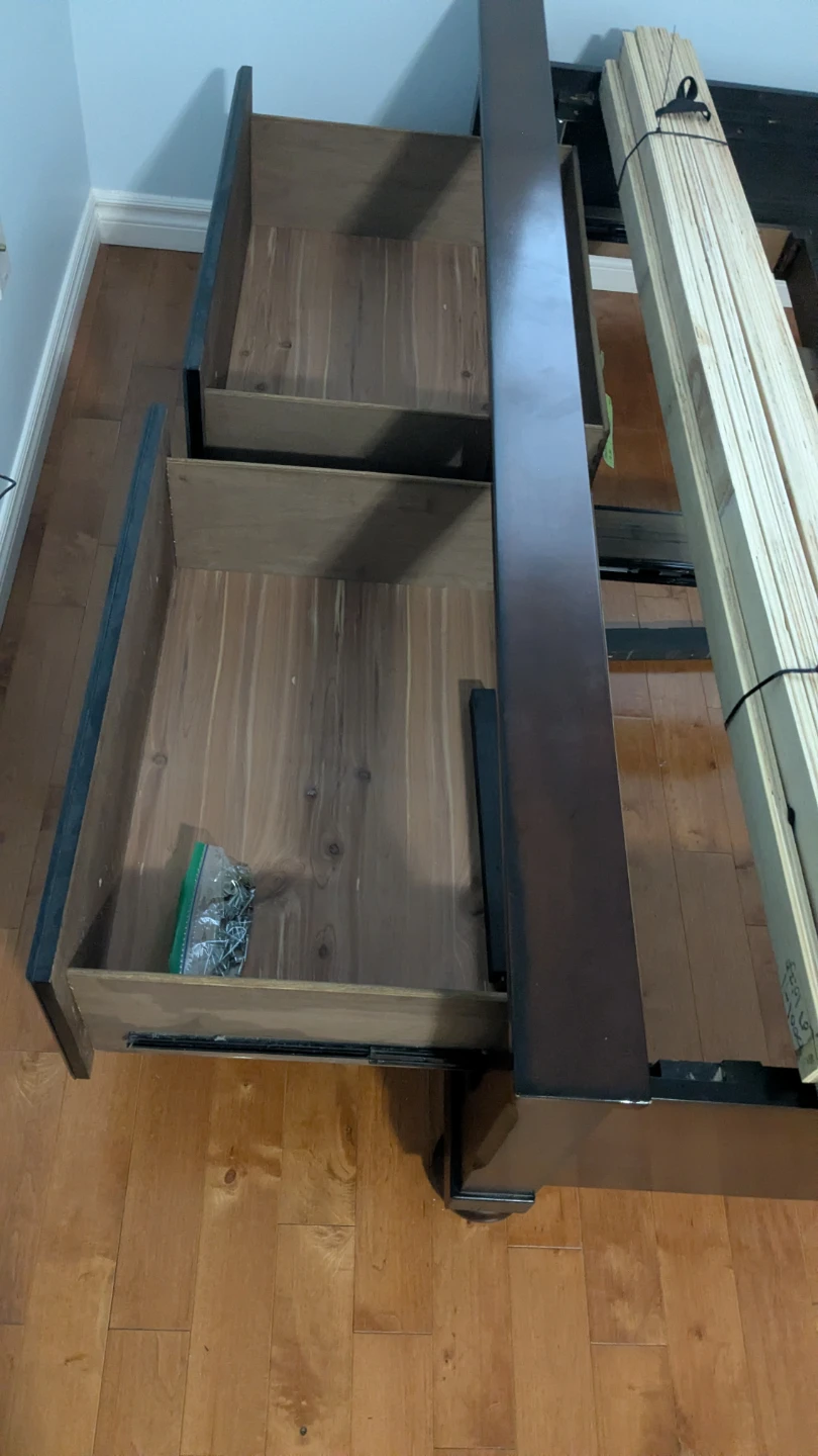 Dark Brown Sleigh Bed Frame with Drawers - photo 4