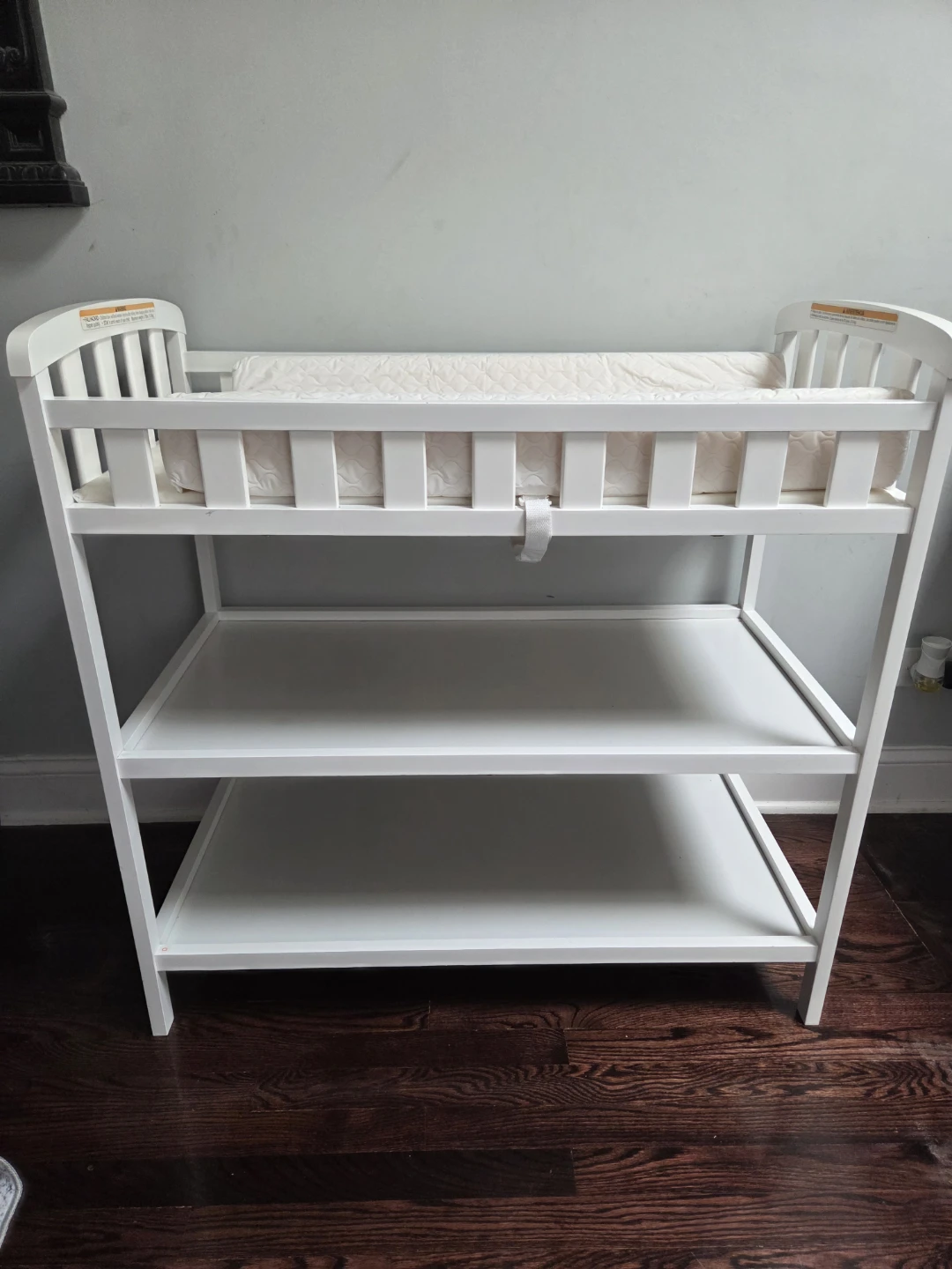White Wooden Changing Table with 2 Shelves