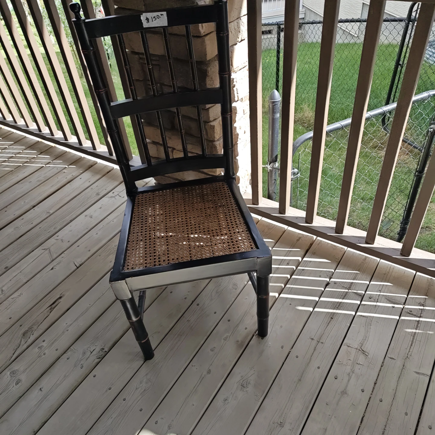 Black Cane Seat Accent Chair - photo 5