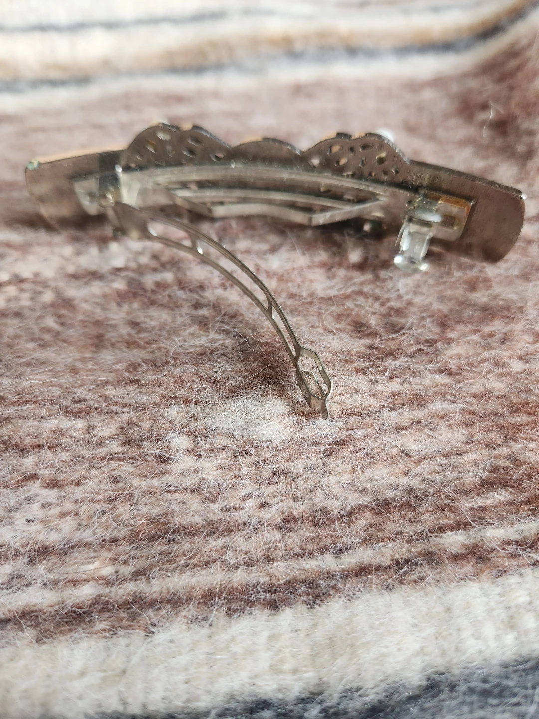 Ornate Barrette with Wood and Pearl Accents - photo 3