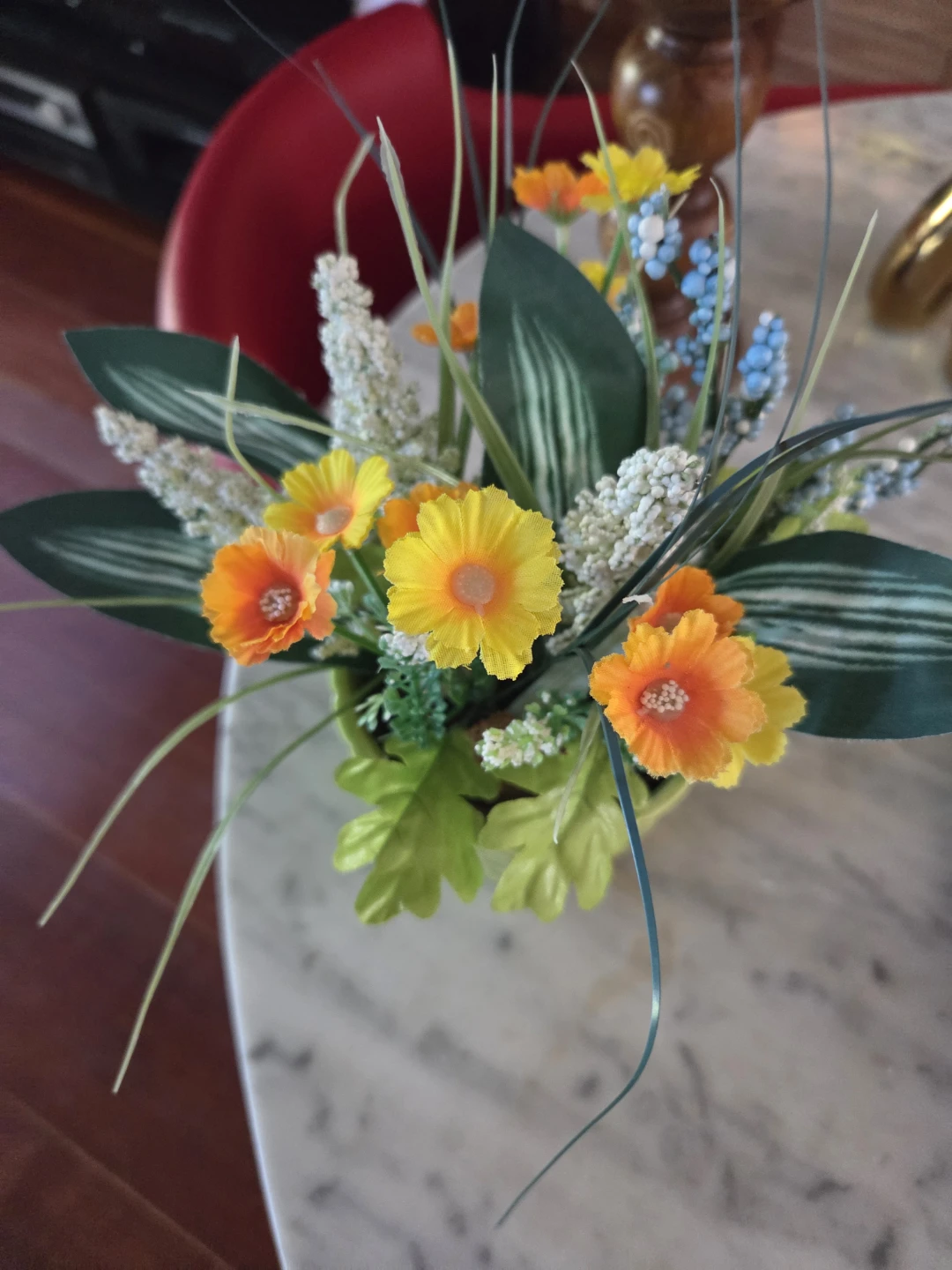 Artificial Flower Arrangement in Green Vase