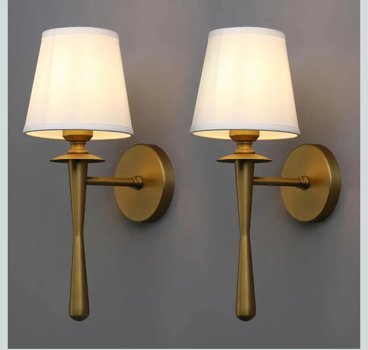 Gold Metal Wall Sconce with Linen Shade