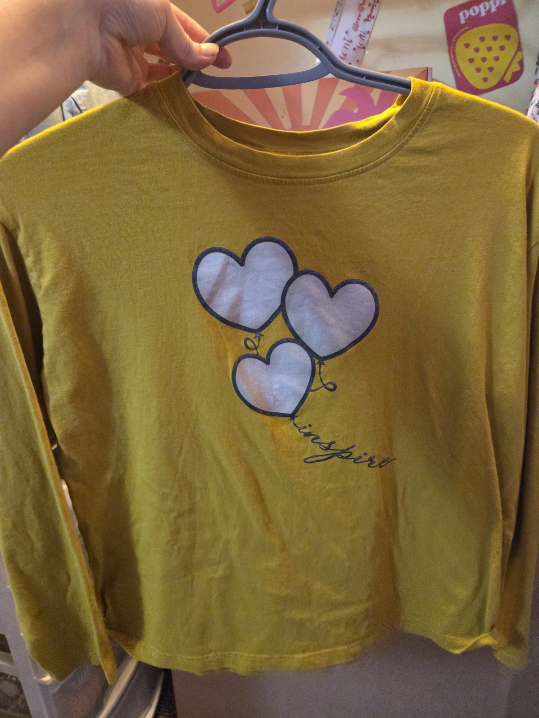 Purple & Yellow Long Sleeve T-Shirts with Heart Graphics - photo 2