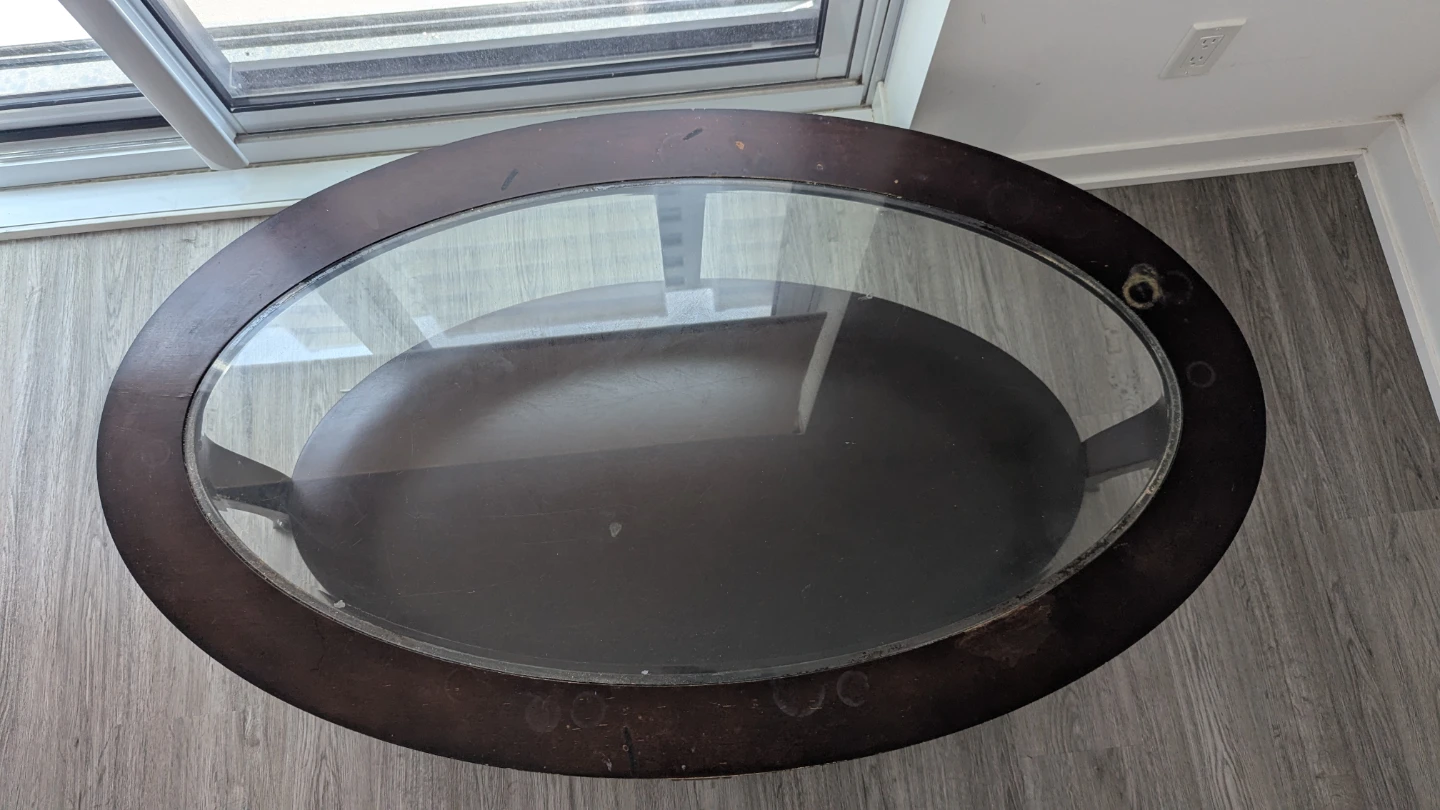 Oval coffee table with glass top - photo 2