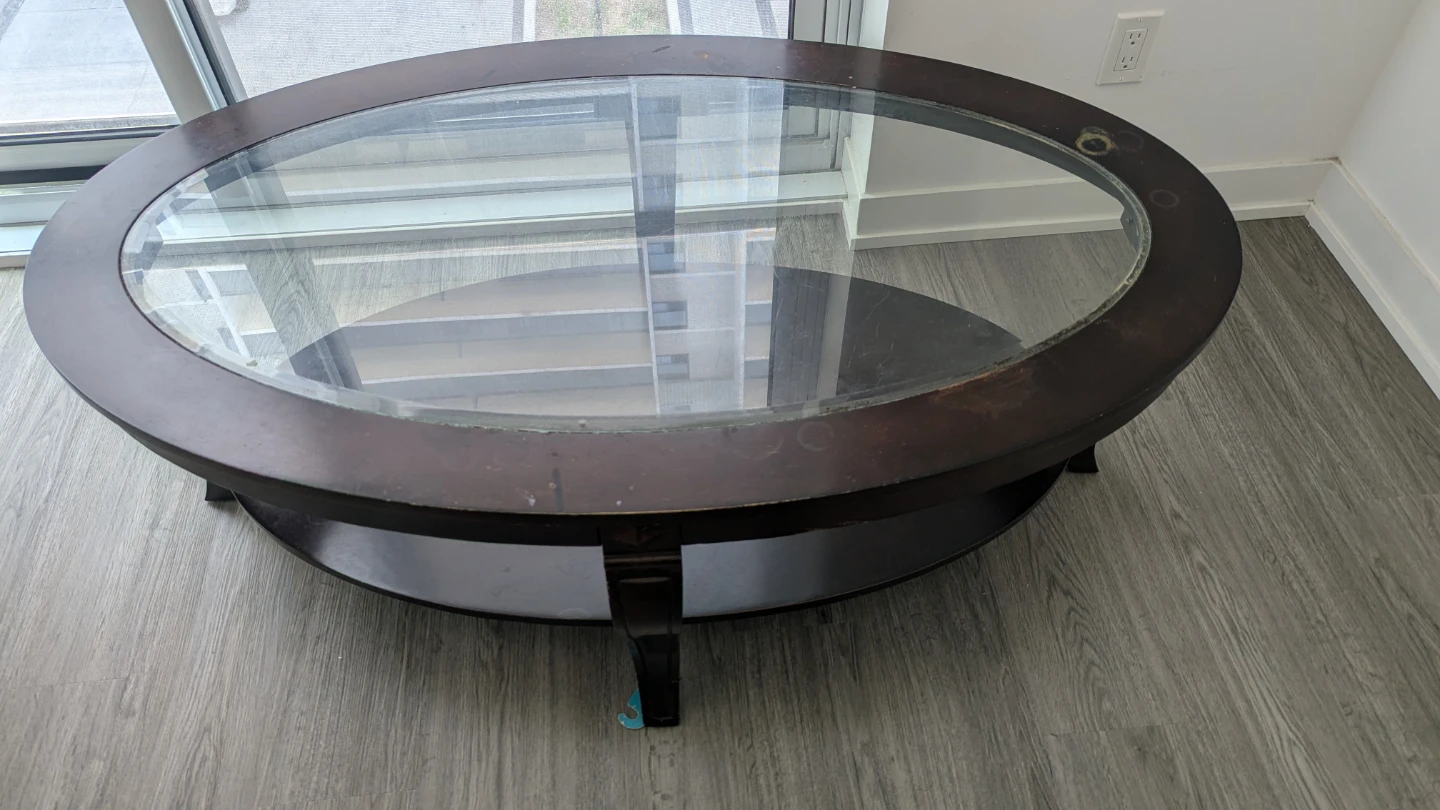 Oval coffee table with glass top - photo 3