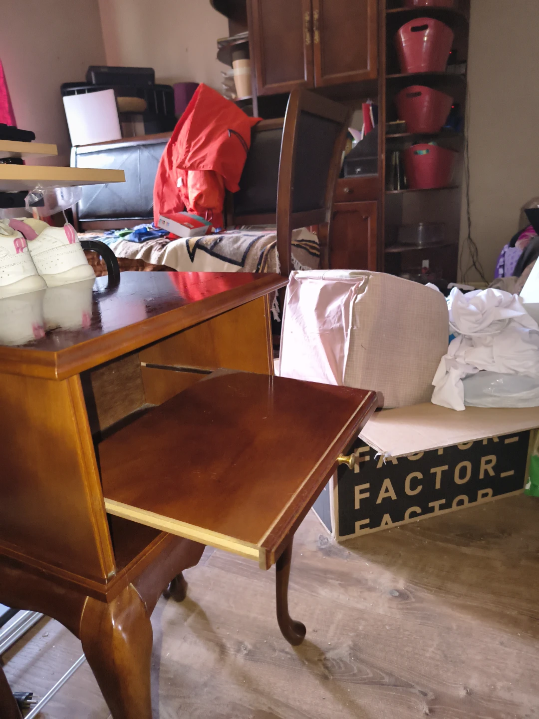 Vintage Wood Side Table with Drawer - photo 3