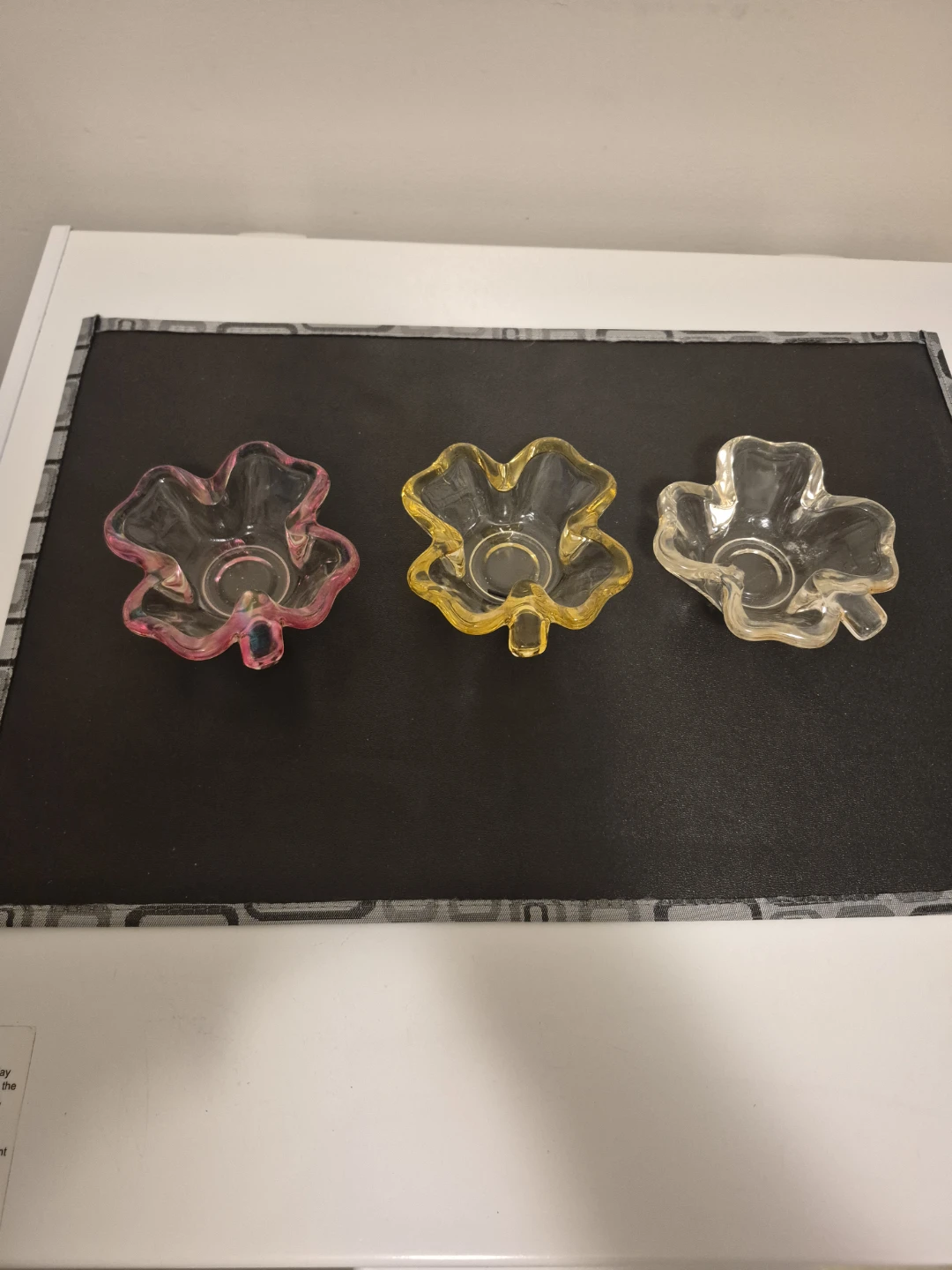 Set of 3 Candle Glass Dish Trays