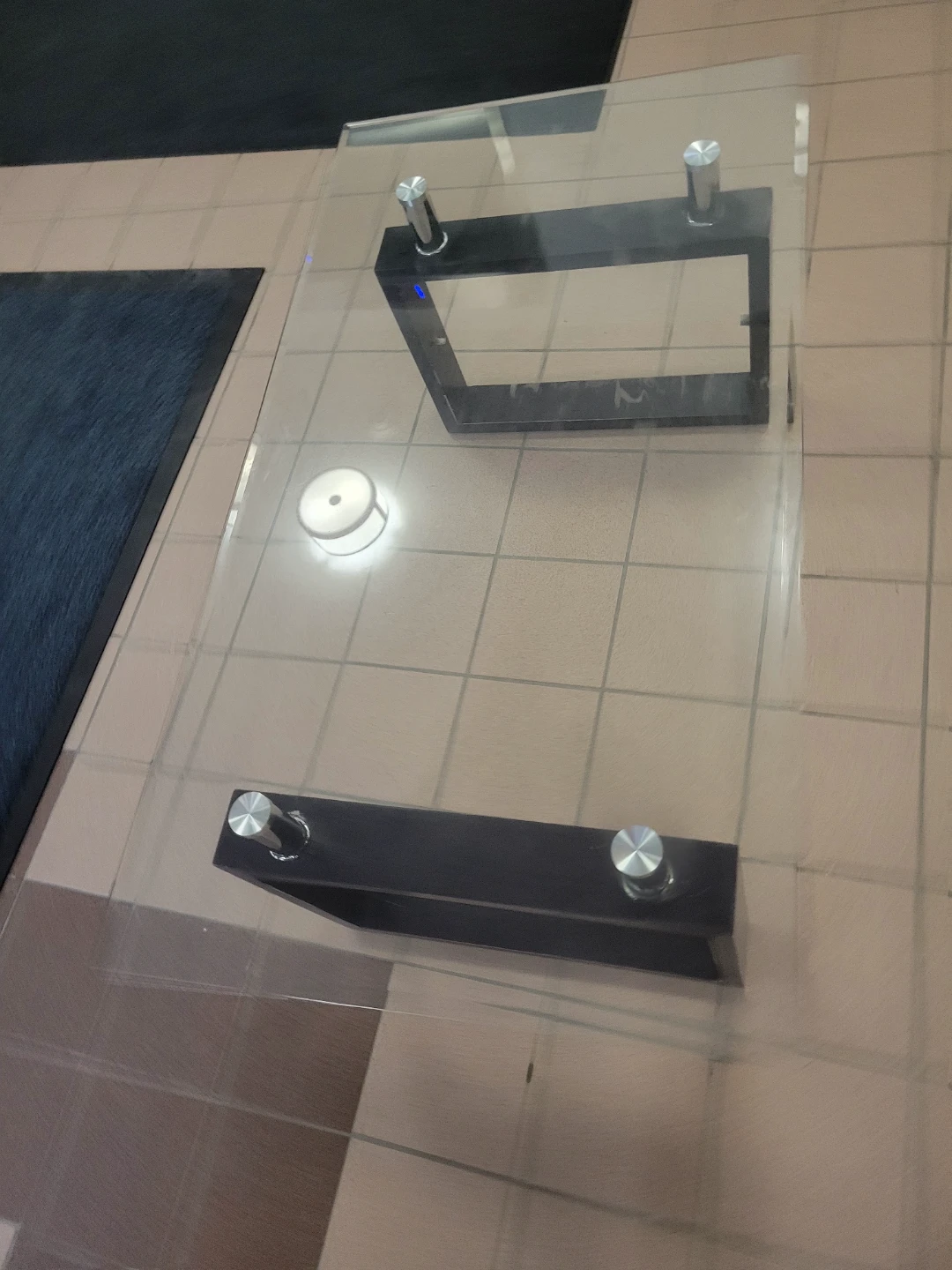Clear Acrylic Coffee Table with Black Accents