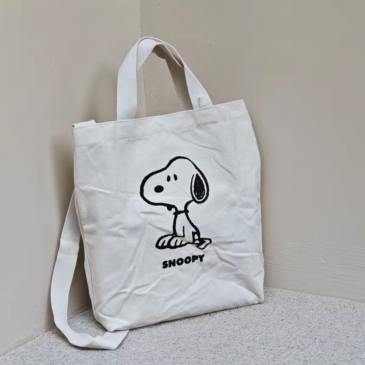 New Cream Canvas Snoopy Tote Bag