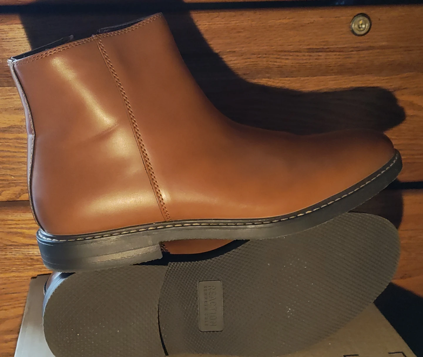 Reaction Kenneth Cole Brown Leather Zip Ankle Boots Size 9 - photo 2