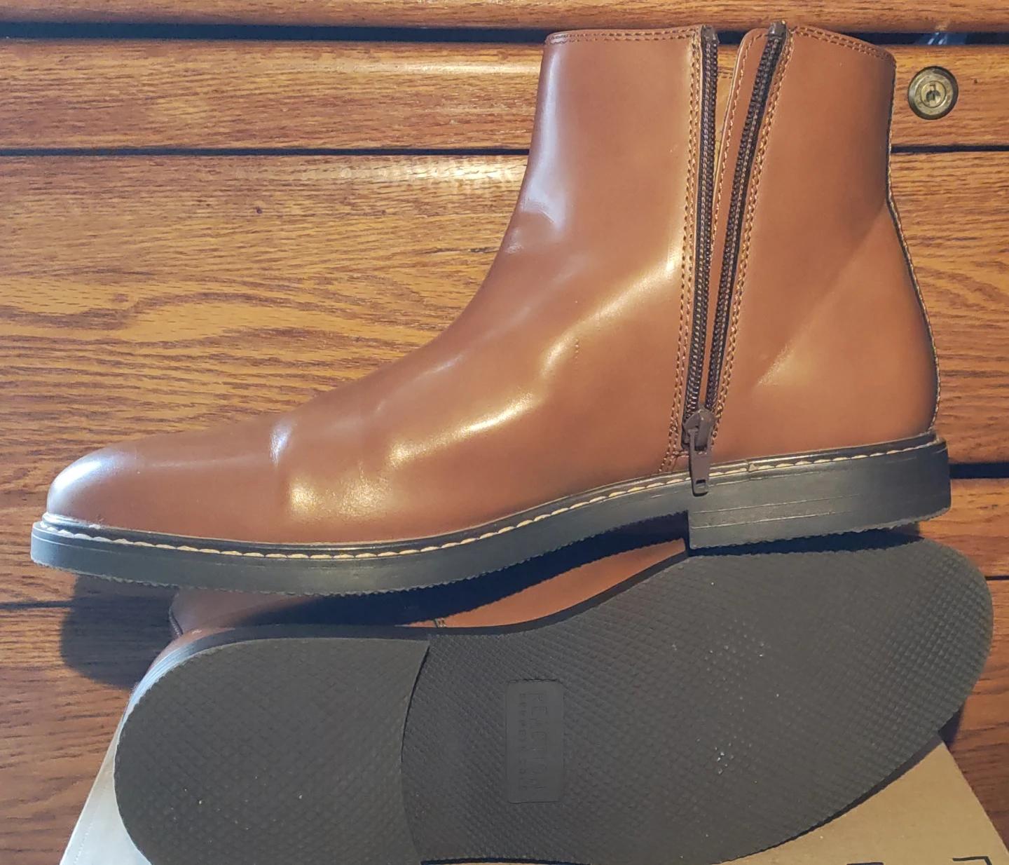 Reaction Kenneth Cole Brown Leather Zip Ankle Boots Size 9 - photo 3