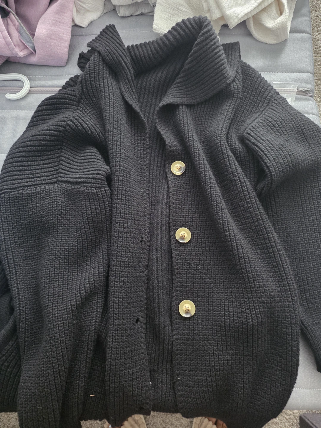 Black Chunky Knit Cardigan