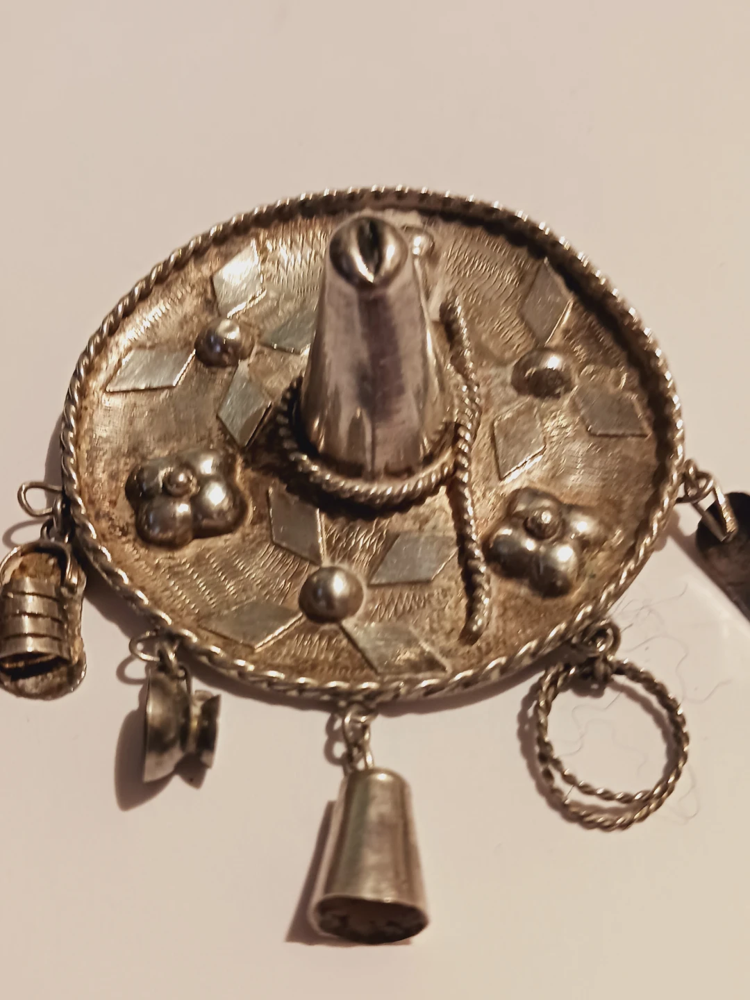 Sterling Silver 925 Mexican Sombrero Brooch - photo 5