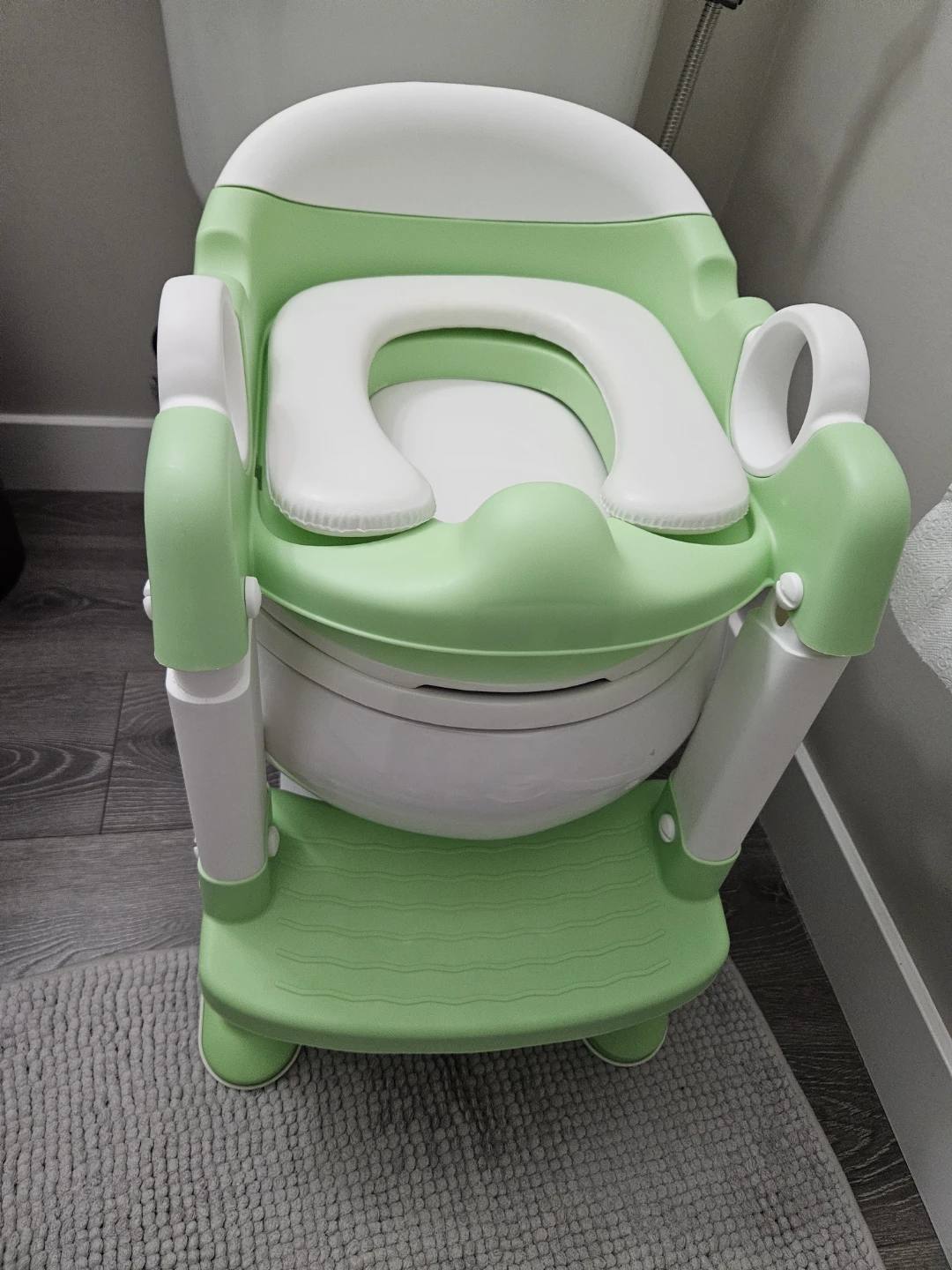 Green and White Potty Training Seat with Step Stool - photo 2