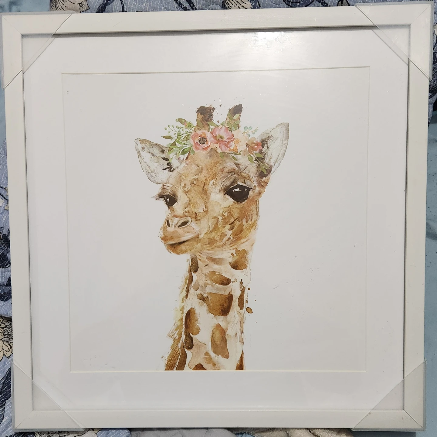 Framed Watercolour Giraffe Art Print