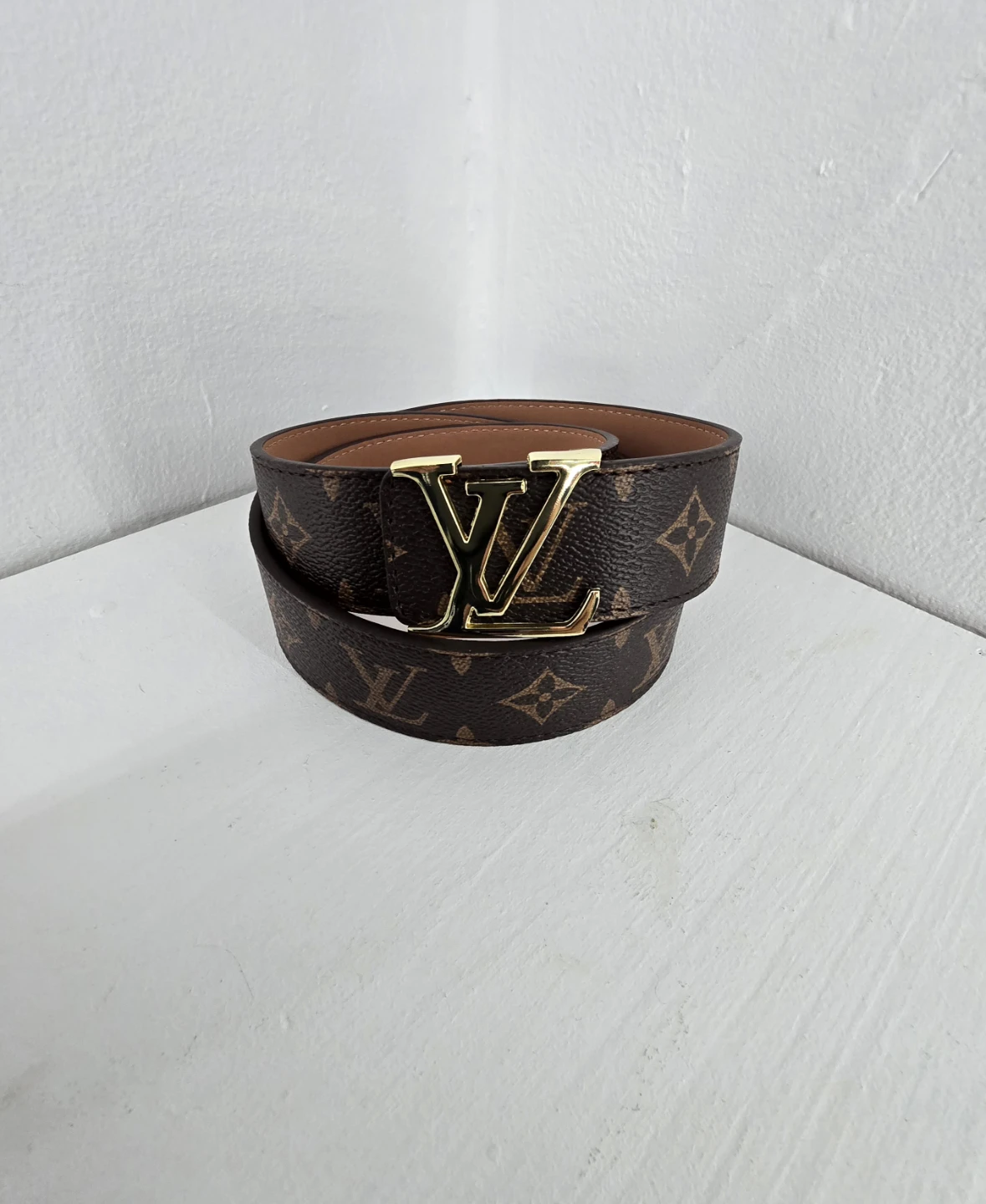Louis Vuitton Monogram Belt with Gold Buckle