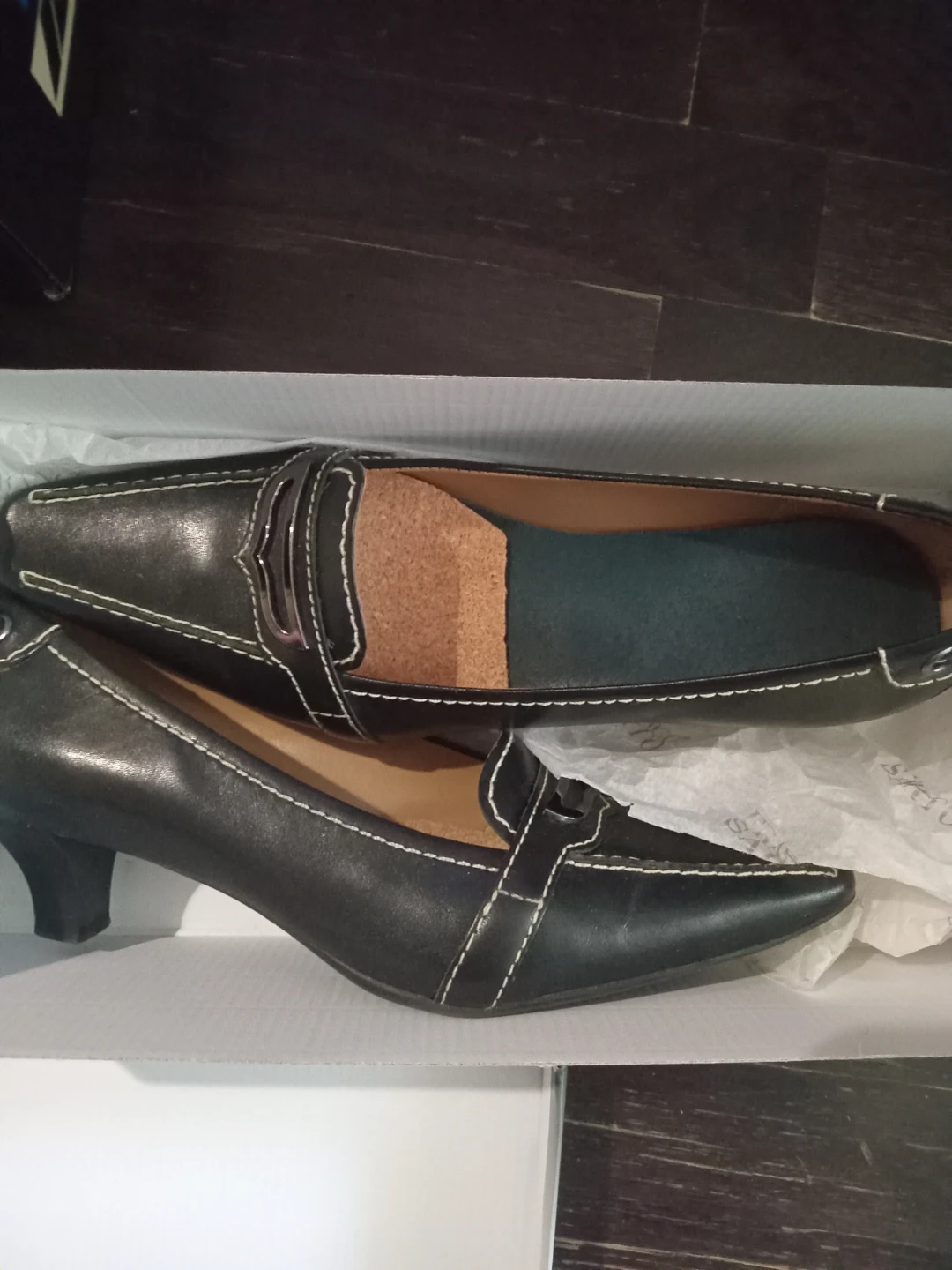 Women's Black Heeled Loafers Size 7