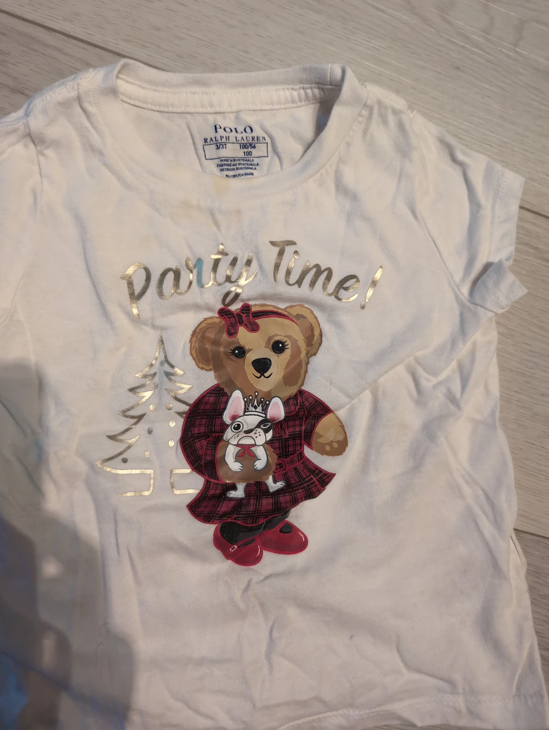 Polo Ralph Lauren Girls 3/3T "Party Time!" Bear T-Shirt