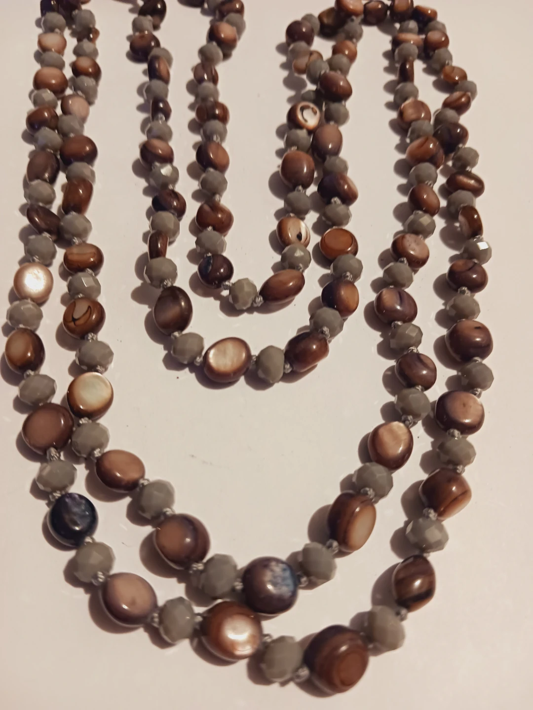 New !! Beautiful Mother of Pearl Long Beaded Necklace
