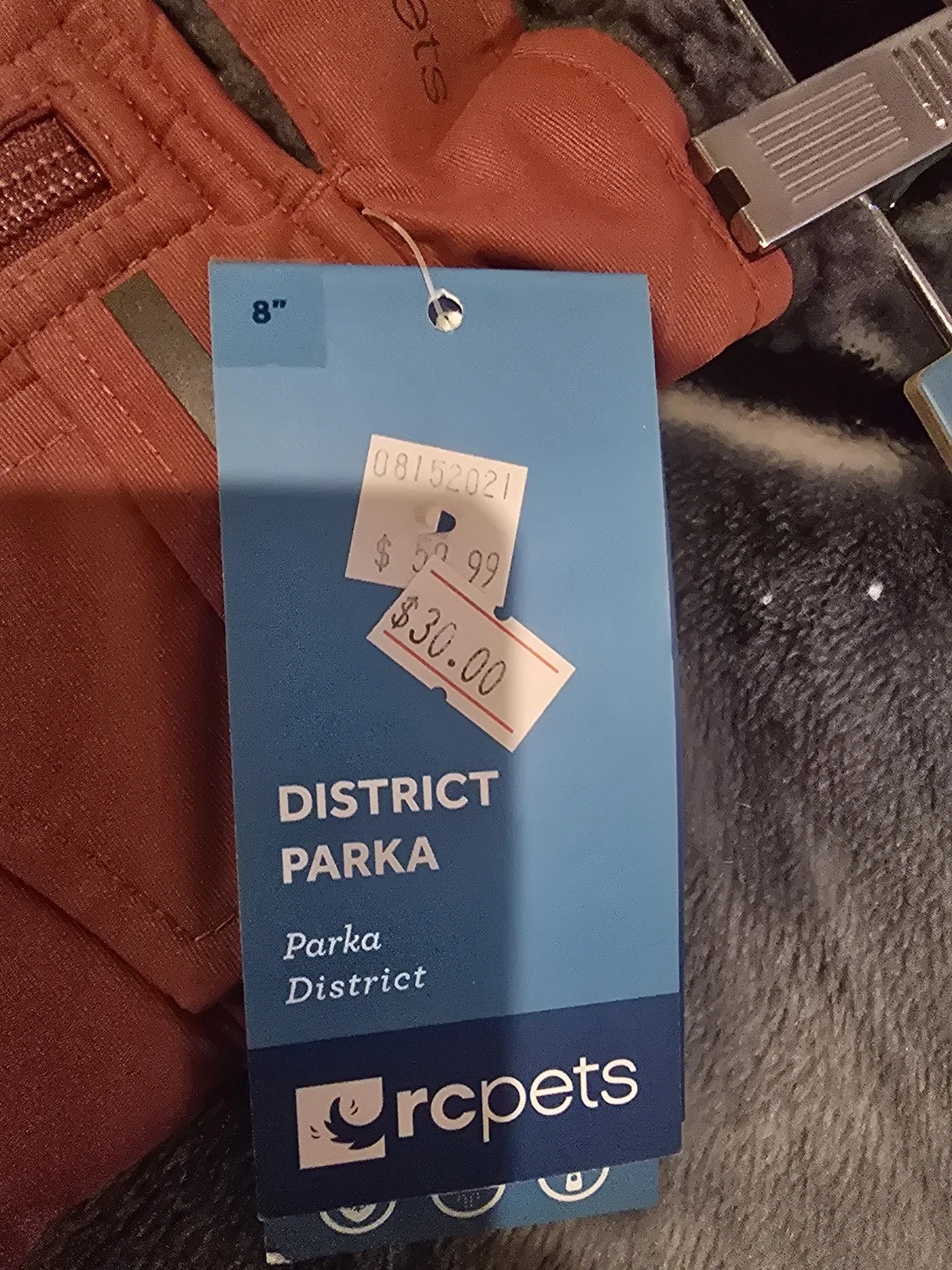 RC Pet's District Parka Dog Coat - Red - Size 8" - photo 2