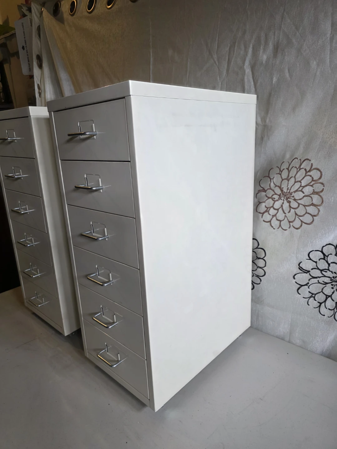 Set of 2 Cream Metal 7-Drawer Cabinets - photo 3