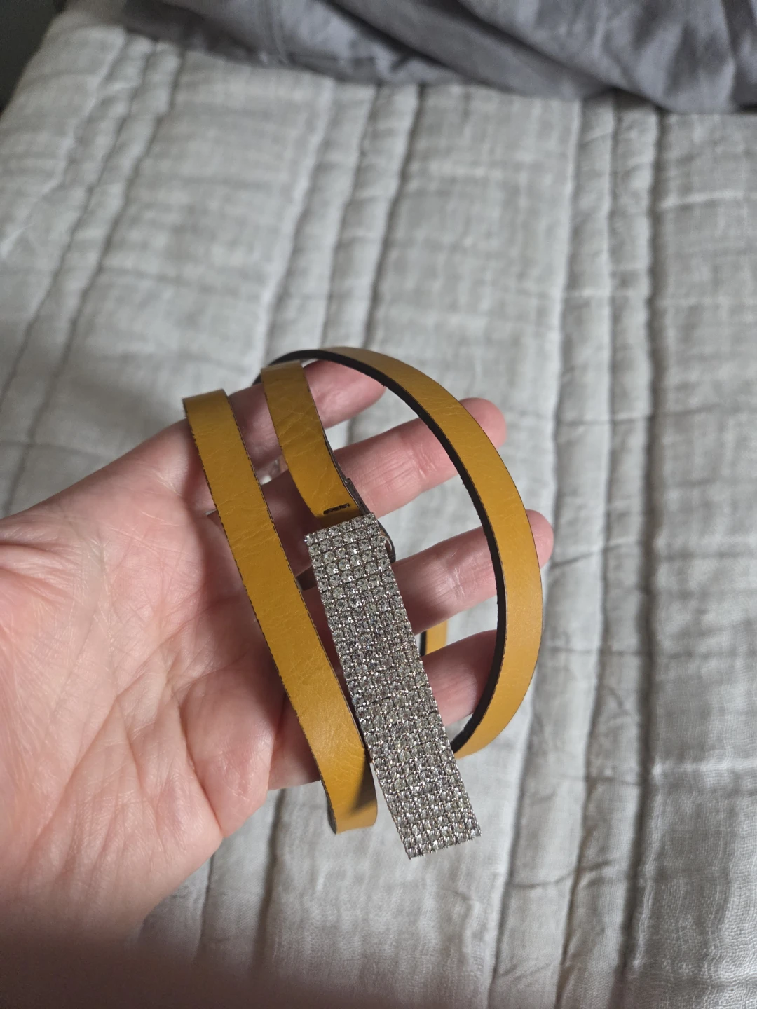 Brand new. Brown Leather Belt with Rhinestone Buckle
