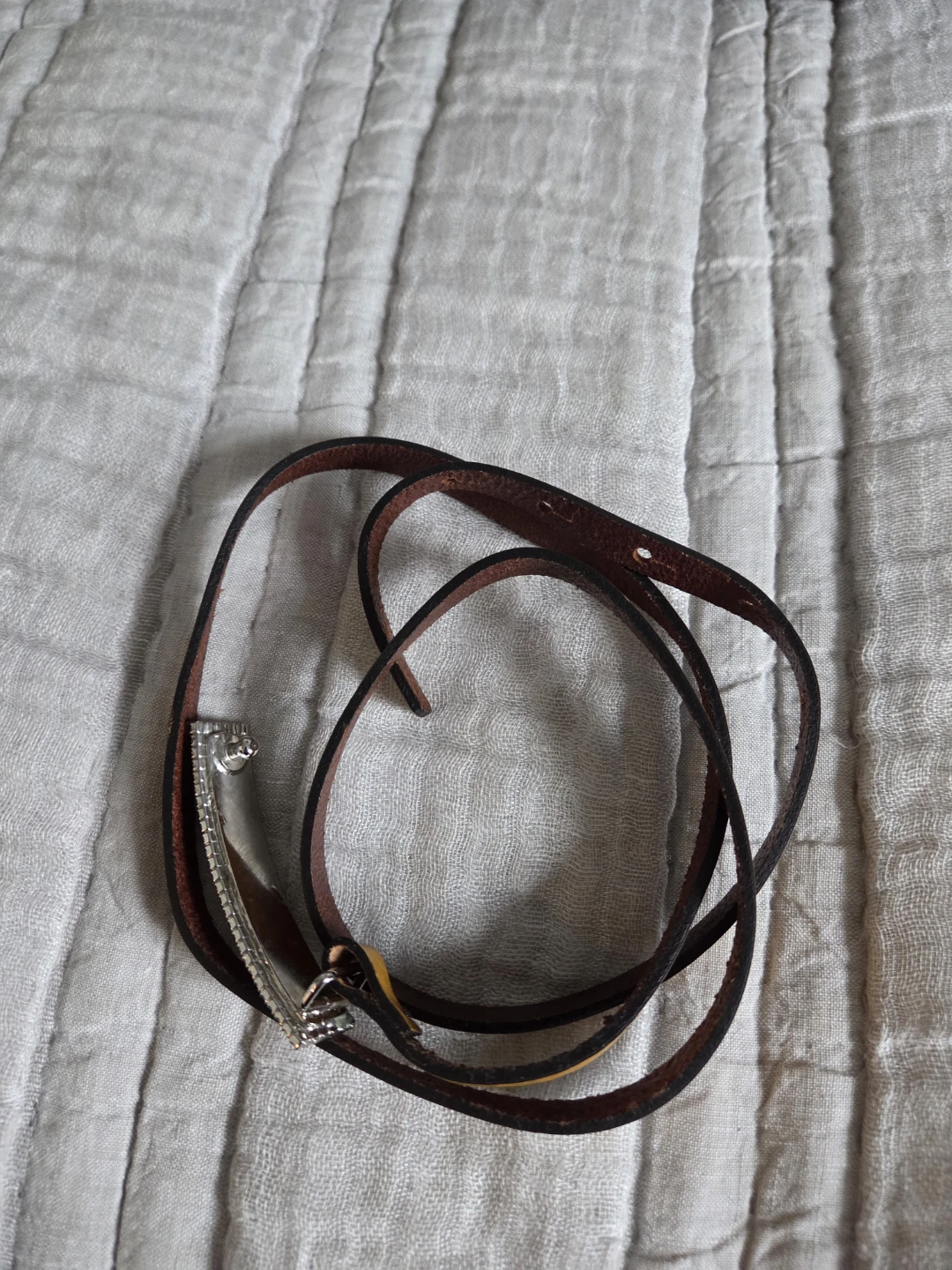 Brand new. Brown Leather Belt with Rhinestone Buckle - photo 2
