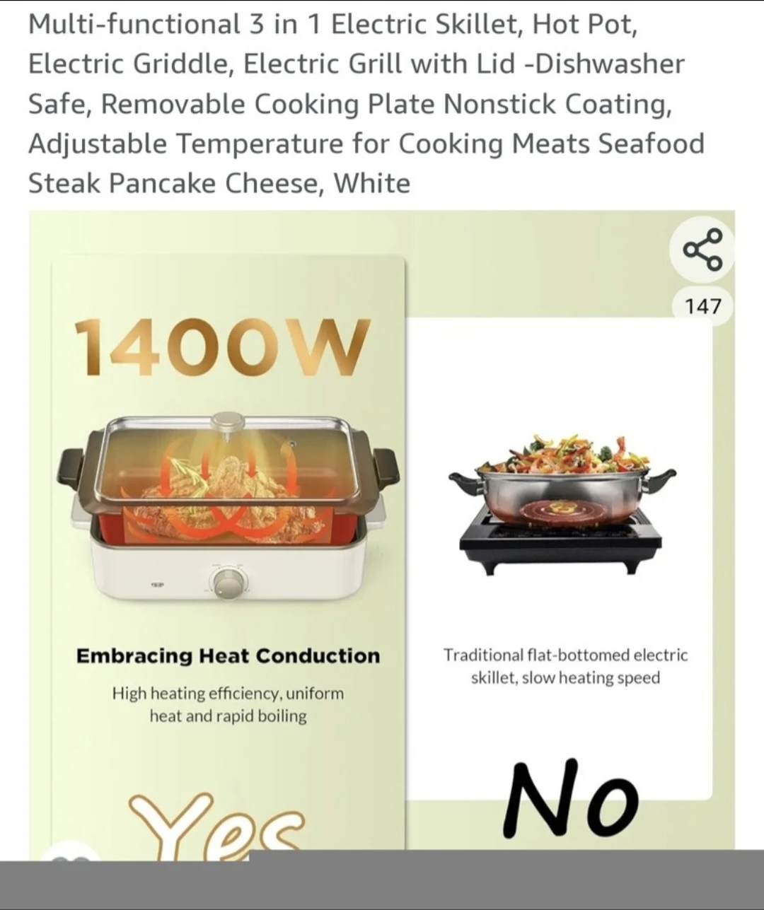 Multi-functional 3 in 1 Electric Skillet, Hot Pot, Electric Grid - photo 4