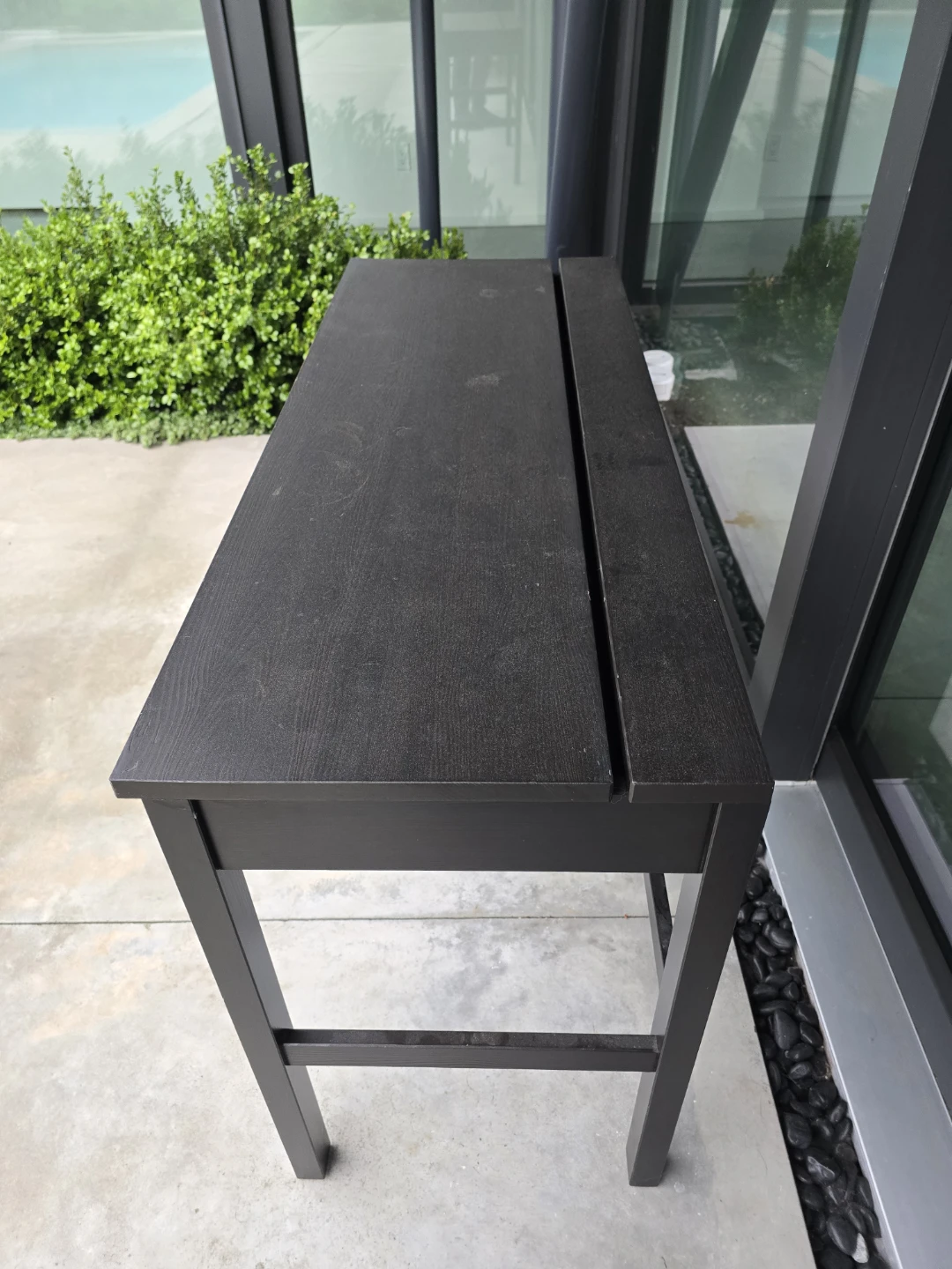 Dark Wood Console Desk with Two Drawers