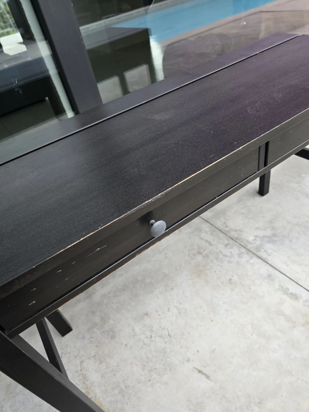 Dark Wood Console Desk with Two Drawers - photo 2