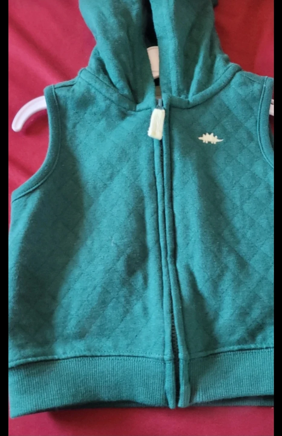 Green Quilted Dinosaur Vest with Hood - photo 2