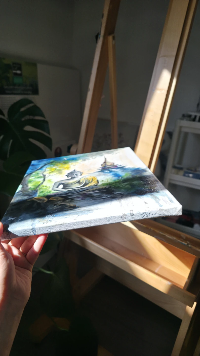Original handmade acrylic Buddha Painting - photo 3