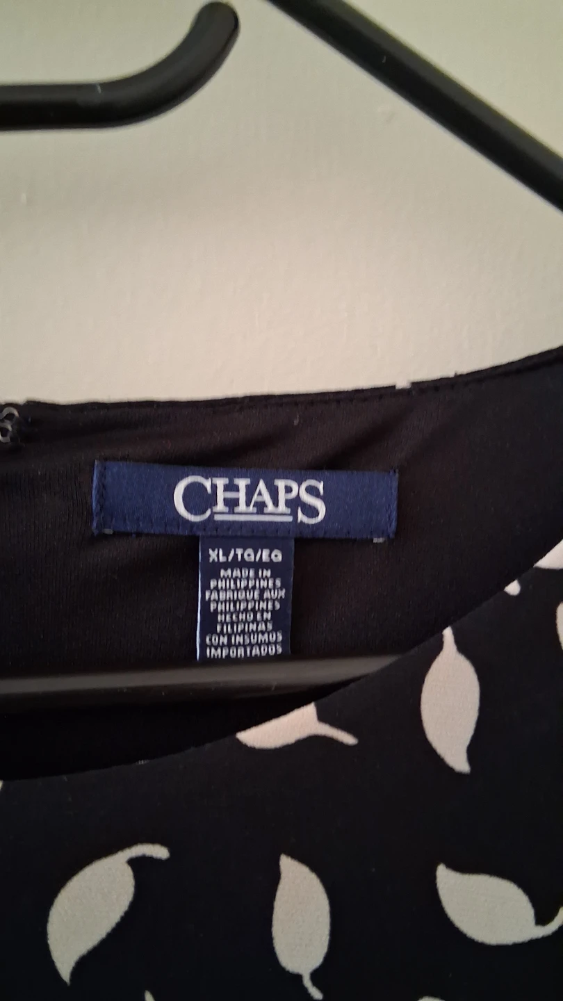 Chaps Black Leaf Print Dress XL/TG/EG - photo 4